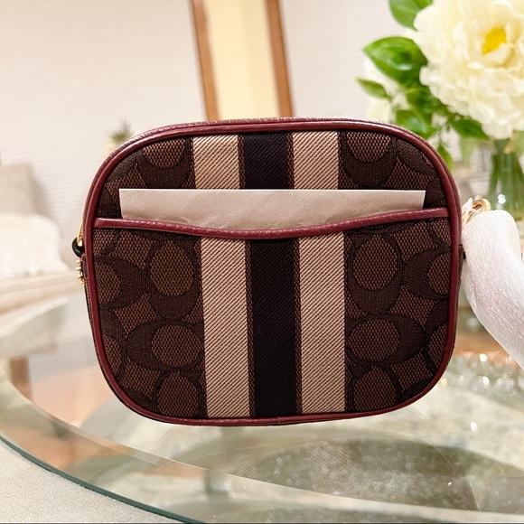 Coach Mini Dempsey Camera Bag In Signature Jacquard With Stripe And Coach Patch - Picture 9 of 11